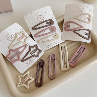 3/6 Pcs/Set Women Girls Fashion Coffee Color Geometric Stars Ornament Hair Clips Adult Sweet Hairpins Female Hair Accessories