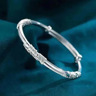 Sterling Silver Adjustable Open Leaf Hair Cuff Bracelet
