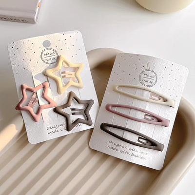 3/6 Pcs/Set Women Girls Fashion Coffee Color Geometric Stars Ornament Hair Clips Adult Sweet Hairpins Female Hair Accessories
