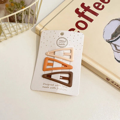 3/6 Pcs/Set Women Girls Fashion Coffee Color Geometric Stars Ornament Hair Clips Adult Sweet Hairpins Female Hair Accessories