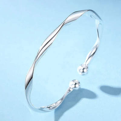 Sterling Silver Adjustable Open Leaf Hair Cuff Bracelet