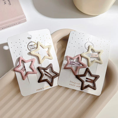 3/6 Pcs/Set Women Girls Fashion Coffee Color Geometric Stars Ornament Hair Clips Adult Sweet Hairpins Female Hair Accessories