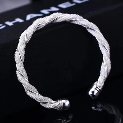 Sterling Silver Adjustable Open Leaf Hair Cuff Bracelet