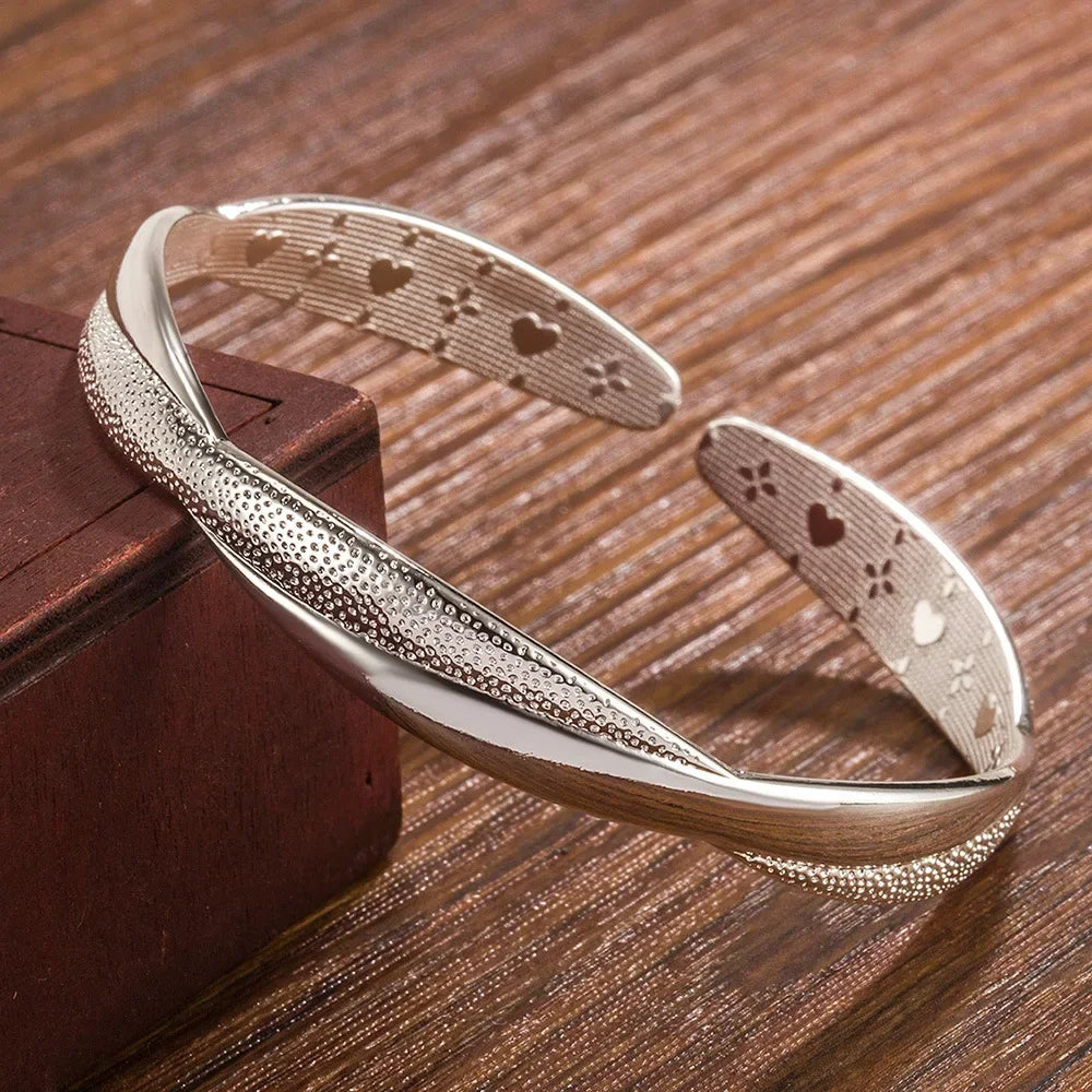 Sterling Silver Adjustable Open Leaf Hair Cuff Bracelet