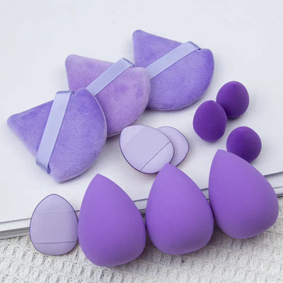 12-Piece All-Purpose Makeup Sponge Set, Made of 3 Loose Powder Puffs, 3 Mini Air Cushion Puffs, 3 Beauty Eggs and 3 Mini Beauty