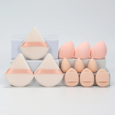 12-Piece All-Purpose Makeup Sponge Set, Made of 3 Loose Powder Puffs, 3 Mini Air Cushion Puffs, 3 Beauty Eggs and 3 Mini Beauty