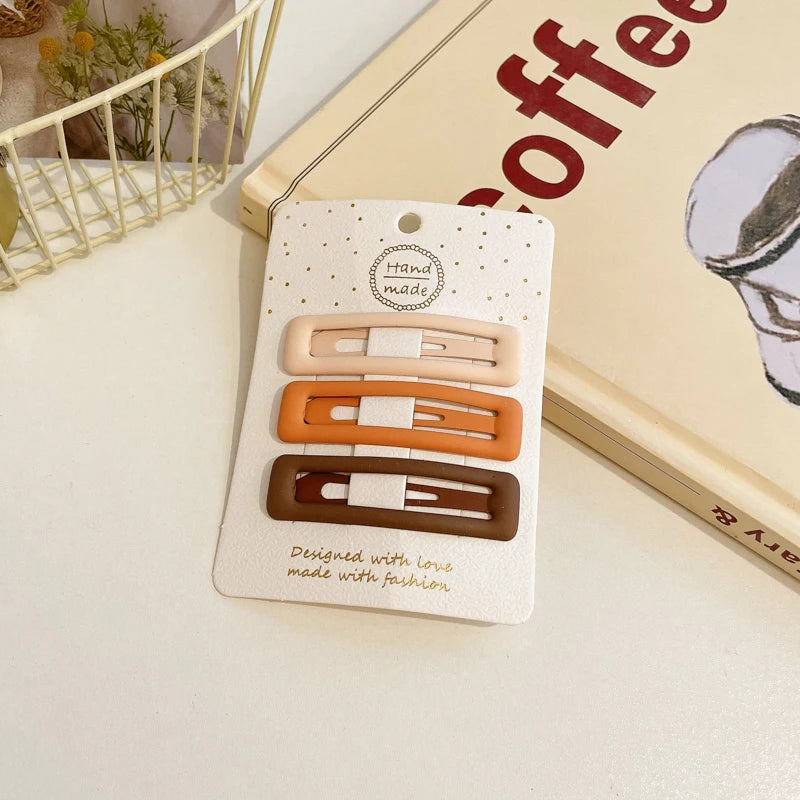 3/6 Pcs/Set Women Girls Fashion Coffee Color Geometric Stars Ornament Hair Clips Adult Sweet Hairpins Female Hair Accessories