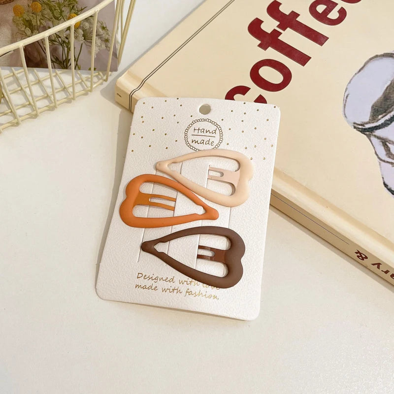 3/6 Pcs/Set Women Girls Fashion Coffee Color Geometric Stars Ornament Hair Clips Adult Sweet Hairpins Female Hair Accessories