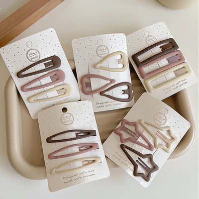 3/6 Pcs/Set Women Girls Fashion Coffee Color Geometric Stars Ornament Hair Clips Adult Sweet Hairpins Female Hair Accessories