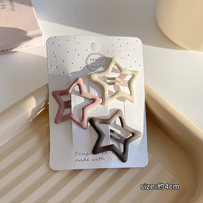 3/6 Pcs/Set Women Girls Fashion Coffee Color Geometric Stars Ornament Hair Clips Adult Sweet Hairpins Female Hair Accessories