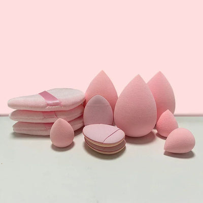 12-Piece All-Purpose Makeup Sponge Set, Made of 3 Loose Powder Puffs, 3 Mini Air Cushion Puffs, 3 Beauty Eggs and 3 Mini Beauty