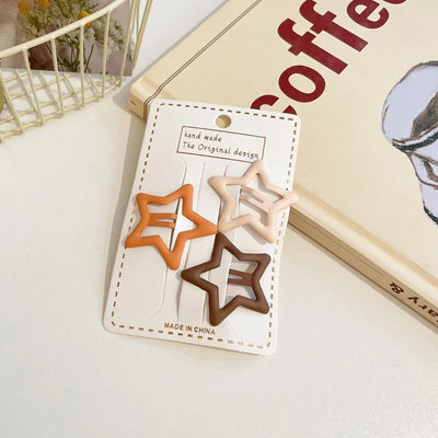 3/6 Pcs/Set Women Girls Fashion Coffee Color Geometric Stars Ornament Hair Clips Adult Sweet Hairpins Female Hair Accessories