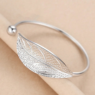 Sterling Silver Adjustable Open Leaf Hair Cuff Bracelet