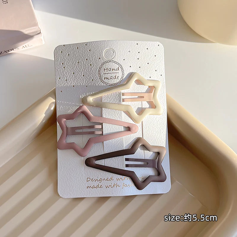 3/6 Pcs/Set Women Girls Fashion Coffee Color Geometric Stars Ornament Hair Clips Adult Sweet Hairpins Female Hair Accessories