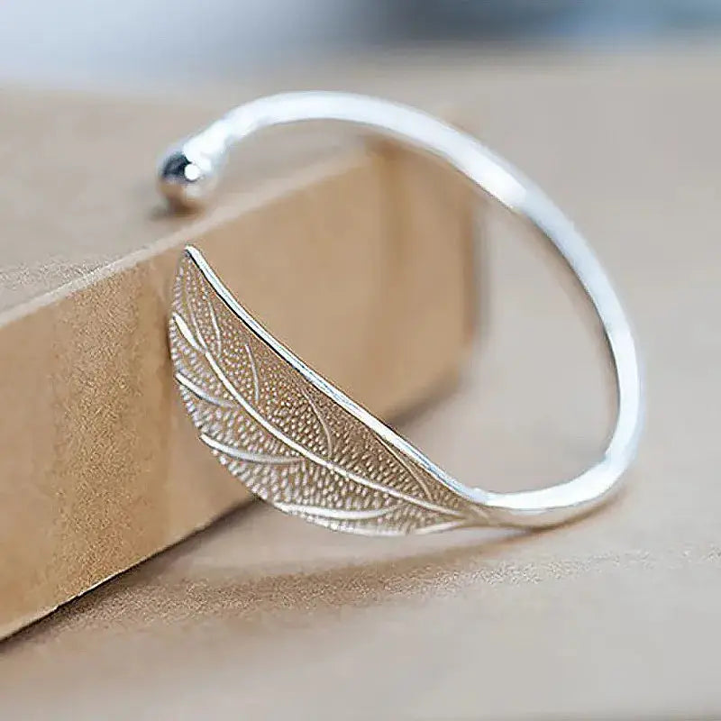 Sterling Silver Adjustable Open Leaf Hair Cuff Bracelet