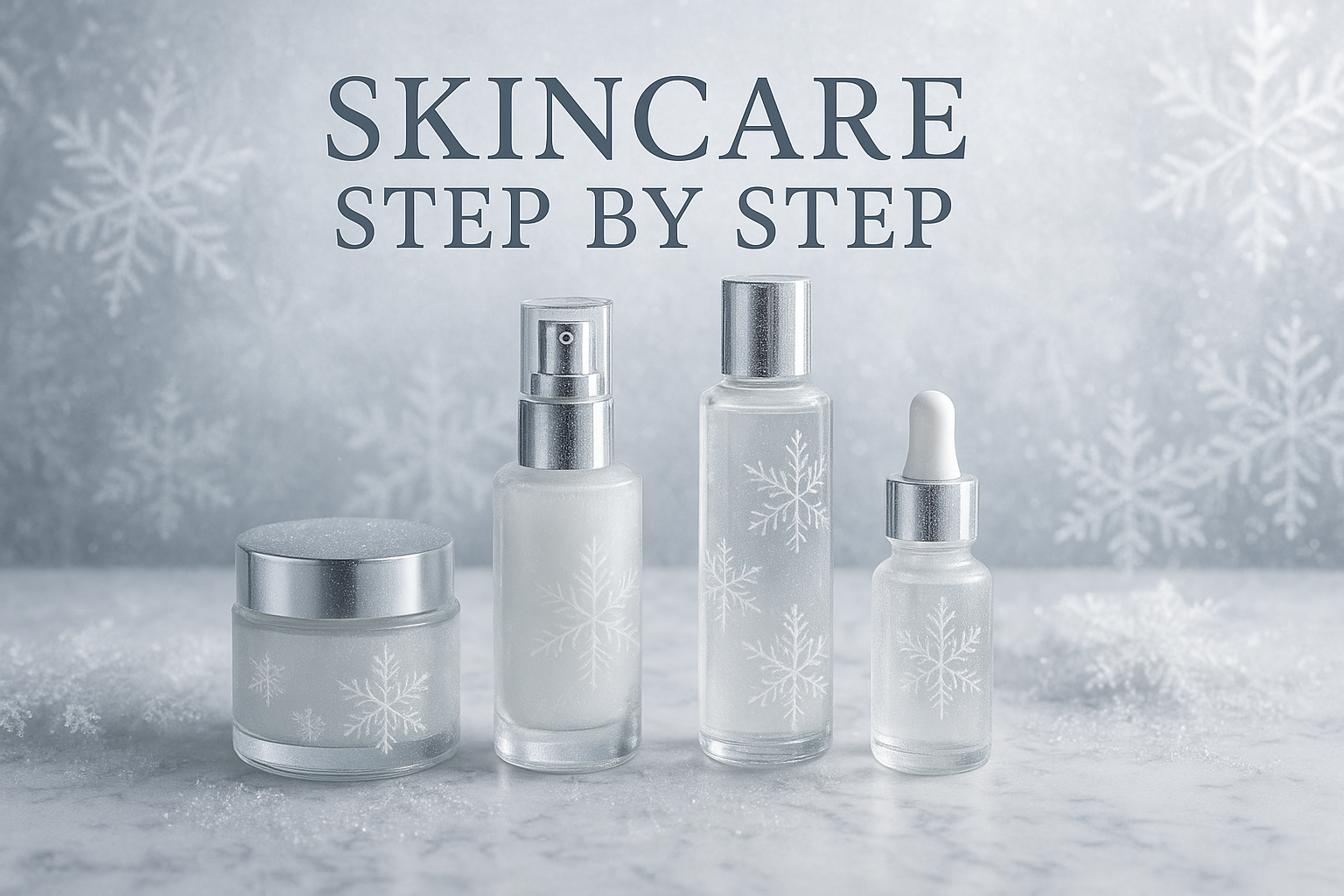 Skincare step by step med kallt vintertema alternativ 1